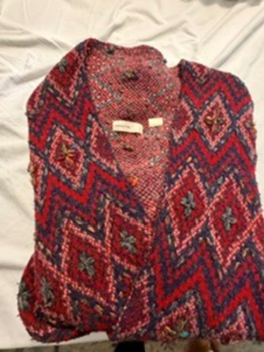 Anthropologie "Walking on Snow Echoing Wrap Asymmetrical Cardigan" - Picture 2 of 6